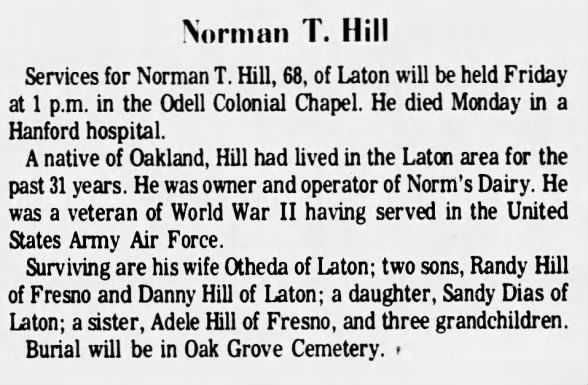 Obituary for Norman T. Hill (Aged 68)